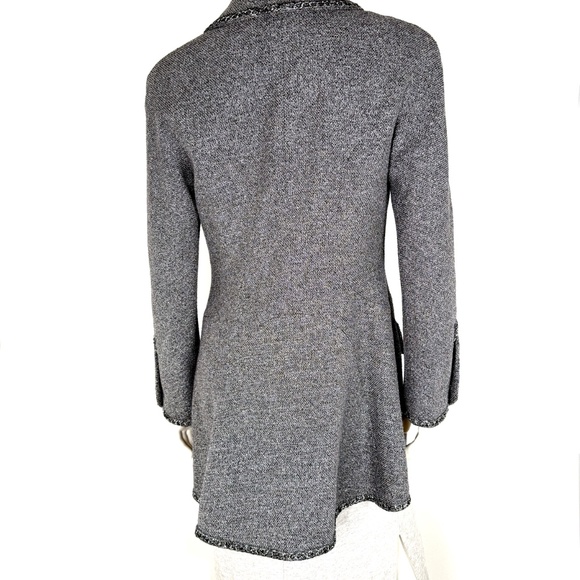 CHANEL Collared Runaway 2020 Black Gray Silver Long Tweed Coat Jacket - Picture 3 of 13